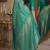 Teal green soft silk blend banarasi jacuard work festive saree with unstitched blouse piece