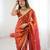 rust fendy satin fabric trending sequins embroidered saree
