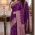 Wine soft silk blend banarasi jacuard work festive saree with unstitched blouse piece