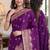 Wine soft silk blend banarasi jacuard work festive saree with unstitched blouse piece