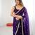 purple fendy satin fabric trending sequins embroidered saree