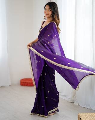 purple fendy satin fabric trending sequins embroidered saree 4