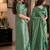 Teal green soft silk blend banarasi jacuard work festive saree with unstitched blouse piece