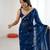 blue fendy satin fabric trending sequins embroidered saree