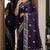 Plum soft silk blend banarasi jacuard work festive saree with unstitched blouse piece