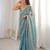 sky blue fendy satin fabric trending sequins embroidered saree