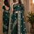 Green soft silk blend banarasi jacuard work festive saree with unstitched blouse piece