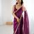 wine fendy satin fabric trending sequins embroidered saree