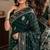 Green soft silk blend banarasi jacuard work festive saree with unstitched blouse piece
