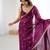 wine fendy satin fabric trending sequins embroidered saree
