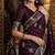Wine soft silk blend banarasi jacuard work festive saree with unstitched blouse piece