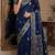 Blue soft silk blend banarasi jacuard work festive saree with unstitched blouse piece