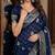 Blue soft silk blend banarasi jacuard work festive saree with unstitched blouse piece