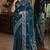 Rama soft silk blend banarasi jacuard work festive saree with unstitched blouse piece