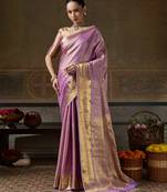 lavender smart heavy kanchivaram silk blend rich looks graceful saree