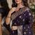 Plum soft silk blend banarasi jacuard work festive saree with unstitched blouse piece