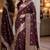 Maroon soft silk blend banarasi jacuard work festive saree with unstitched blouse piece