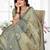 green spun cotton blend woven designer ethnic traditional saree