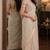 Off white pink soft silk blend banarasi jacuard work festive saree with unstitched blouse piece