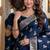 Blue soft silk blend banarasi jacuard work festive saree with unstitched blouse piece