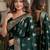 Green soft silk blend banarasi jacuard work festive saree with unstitched blouse piece
