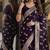 Plum soft silk blend banarasi jacuard work festive saree with unstitched blouse piece