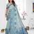 blue spun cotton blend woven designer ethnic traditional saree