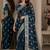 Rama soft silk blend banarasi jacuard work festive saree with unstitched blouse piece