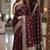 Maroon soft silk blend banarasi jacuard work festive saree with unstitched blouse piece