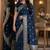 Blue soft silk blend banarasi jacuard work festive saree with unstitched blouse piece