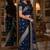 Blue soft silk blend banarasi jacuard work festive saree with unstitched blouse piece
