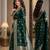 Green soft silk blend banarasi jacuard work festive saree with unstitched blouse piece