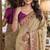 Cream soft silk blend banarasi jacuard work festive saree with unstitched blouse piece