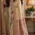 Cream soft silk blend banarasi jacuard work festive saree with unstitched blouse piece