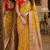 Yellow soft silk blend banarasi jacuard work festive saree with unstitched blouse piece