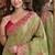 Pista soft silk blend banarasi jacuard work festive saree with unstitched blouse piece