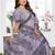 grey spun cotton blend woven designer ethnic partywear saree