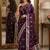 Wine soft silk blend banarasi jacuard work festive saree with unstitched blouse piece