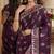 Wine soft silk blend banarasi jacuard work festive saree with unstitched blouse piece