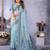 sea green spun cotton blend woven designer ethnic partywear saree
