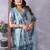 sea green spun cotton blend woven designer ethnic partywear saree