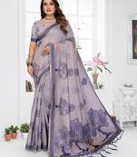 grey woven designer spun cotton blend fabric smart traditional saree