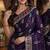 Plum soft silk blend banarasi jacuard work festive saree with unstitched blouse piece