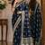 Blue soft silk blend banarasi jacuard work festive saree with unstitched blouse piece