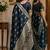 Blue soft silk blend banarasi jacuard work festive saree with unstitched blouse piece