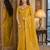 Yellow soft silk blend banarasi jacuard work festive saree with unstitched blouse piece
