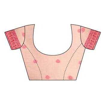 peach woven designer spun cotton blend fabric smart traditional saree 5