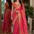 Pink soft silk blend banarasi jacuard work festive saree with unstitched blouse piece