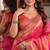 Pink soft silk blend banarasi jacuard work festive saree with unstitched blouse piece