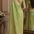 Pista soft silk blend banarasi jacuard work festive saree with unstitched blouse piece